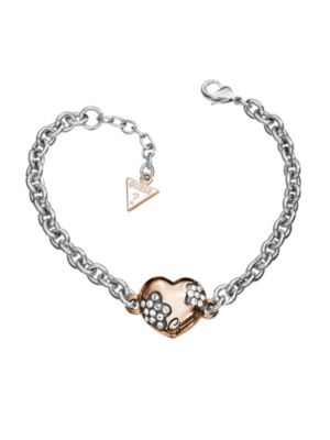 Small Flower Heart Pendant Bracelet