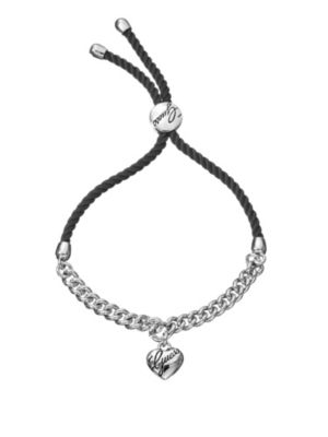 Heart Charm Chain And Cord Bracelet