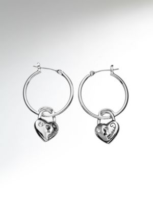 Heart Padlock Hoop Earrings