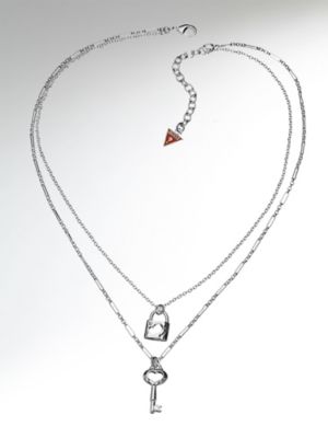 Staus Lock Key 2 Row Necklace
