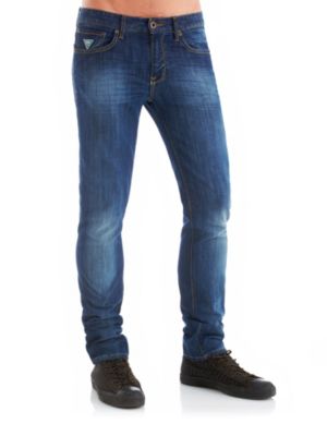 Jeans 5 poches en stretch denim coupe ultra slim taille moyenne jambe fusel