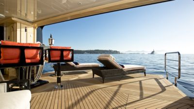 Beach club on a charter yacht