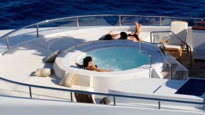 Guests relaxing on the Sundeck on Harle
