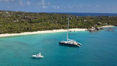 A charter yacht in a peaceful location