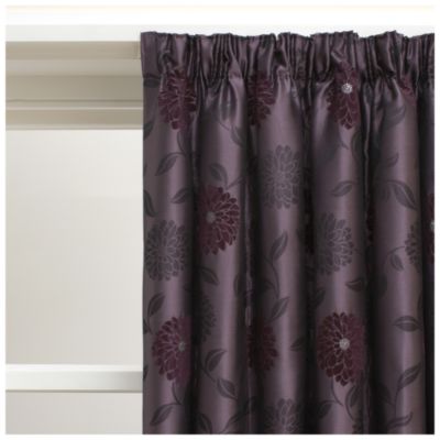 Belfield Chenille Floral Plum Curtains