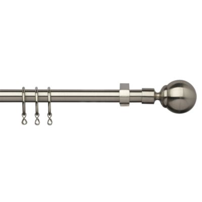 Tu Brushed Nickel Effect Curtain Pole with Ball Finial