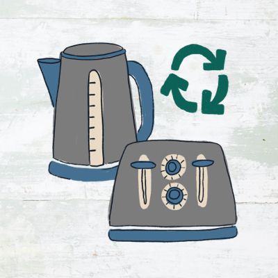 illustration featuring a kettle and a toaster
