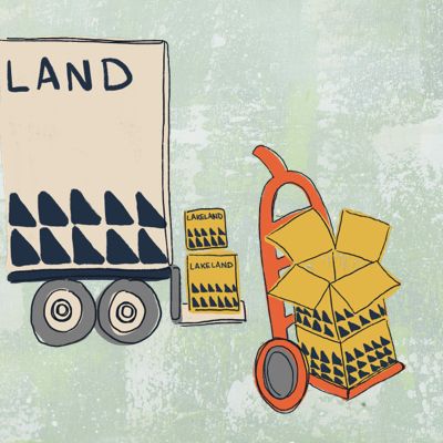 illustratiuon of a lorry and cardboard boxes 